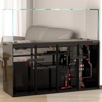 Aquarium pour Arowana en verre ultra-blanc avec fond noir, filtre intégré, support coulissant, double séparation sec-humide, sans tuyauterie