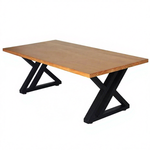 Pieds de table design croisé en acier carbone noir, style industriel, robustes, pour bureau, table basse, mobilier moderne minimaliste de luxe - Product Image 1