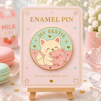 Broche Kawaii de haute qualité, épingles émaillées pour meilleurs amis, broches rondes, vente en gros, épingles personnalisées en émail dur ou souple, motif animal, tendance