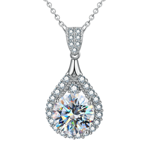 Moissanite Diamond Necklace for Women Fashionable 925 Silver Water Drop Chain Engagement Wedding Jewelry - Product Image 1