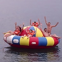 Bateau Disco Aquatique Gonflable Rotatif de 5m de Diamètre pour 15 Personnes, Bateau Gonflable Flottant Remorquable de Type UFO pour Usage Commercial en PVC