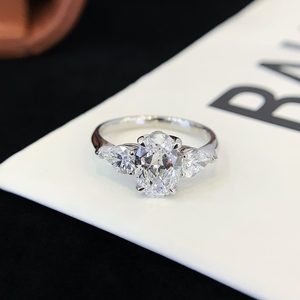 Anillos de Tres Piedras de Diamante de Corte Ovalado de Platino Pt950 de Lujo, 1.54ct, con Certificado NGTC, para Compromiso, Boda y Regalo - Product Image 1