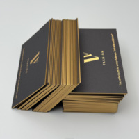 Cartes de Visite Noires Personnalisées Bordure Dorée Logo en Relief Impression en Taille-Douce Processus de Marquage à Chaud Design Gratuit Carton