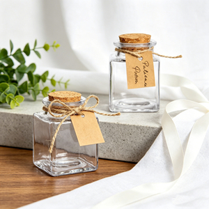 Bouteilles <span class=keywords><strong>en</strong></span> <span class=keywords><strong>verre</strong></span> carrées transparentes <span class=keywords><strong>de</strong></span> 50 ml personnalisables pour épices, flacons vides DIY <span class=keywords><strong>avec</strong></span> bouchon <span class=keywords><strong>en</strong></span> liège pour décorations <span class=keywords><strong>de</strong></span> fête - Product Image 4