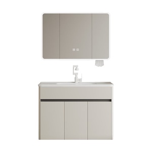 Nouvelle armoire de salle de bain de luxe blanche sur pied avec lavabo intégré en céramique et meuble vasque combiné - Product Image 6
