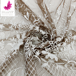 HY3017 Robe de Mariée Broderie Blanche Chaude Vente Dentelle Simple <span class=keywords><strong>Tissu</strong></span> Africain Broderie Dentelle - Product Image 4