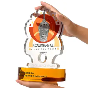Nuovo premio di forma personalizzata trofeo vuoto trofei di vetro di cristallo trofeo champions league con pacchetto