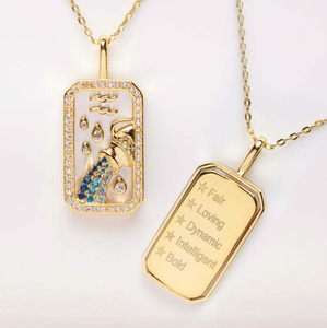 Kalung liontin merek kartu <span class=keywords><strong>tarot</strong></span> Zircon Enamel warna-warni persegi beruntung kalung berlapis emas 18K baja tahan karat - Product Image 3
