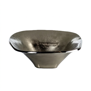 Bol de service décoratif en aluminium et métal, pour décorer la maison, plaqué Nickel, pour pièces centrales de Table - Product Image 1