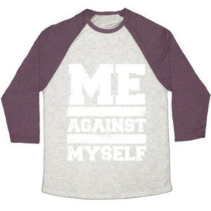 Maglietta da baseball unisex Tri-Blend Me Against Myself (White Ink) - Product Image 5