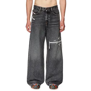 Jeans Retos D Rise 007 100% Algodão Solto Fit Jeans dos homens Custom Y2K Jeans Perna Larga