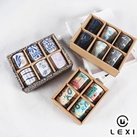Tasse personnalisée en porcelaine au design artistique bleu nordique, motif feuillage, carreaux, gribouillis et grille, pour bistro, théière LEXI