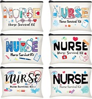 Sac à cosmétiques portable en toile à fermeture éclair multi-usages avec motif de dessin animé, poignée souple, pour infirmières, maquillage et voyages