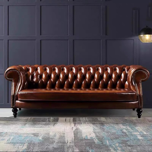 Klasik Chesterfield deri kanepe-Nailhead Trim ile Vintage püsküllü koltuk ve kanepe - Product Image 2