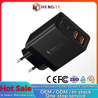 40W Usb C 4 ports 2 Usb 2 Type C 2.4A Usb Type C Chargeur multifonction rapide multi-ports Us Eu Uk Plug Adapter