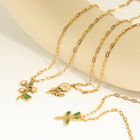 Collier classique élégant en acier inoxydable plaqué or 18 carats, bijoux en émail, pendentif fleur d'anniversaire, Offre Spéciale
