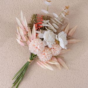 Bouquet de fleurs artificielles CallaFloral couleur champagne pour décoration intérieure, arrangement de mariage, tissu tissé YC1059 - Product Image 3