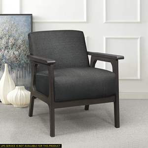 DB Modern Style 1pc <b>Accent</b> <b>Chair</b> in Dark Gray Fabric with Solid Rubberwood Antique Gray Finish for Home Office Furniture - Product Image 5