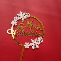Acryl DIY Kuchen Dekoration für Weihnachten Doppels chicht Schneeflocken Kleine Bäume Happy Christmas Card Insertion Party Dekorationen