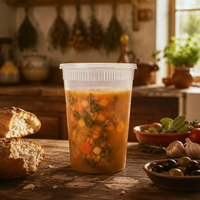 Tasse à soupe en plastique jetable de 32 oz avec couvercle scellé Conteneur de charcuterie en PP pour le stockage du déjeuner Bento Conteneur de stockage des aliments de 32 oz