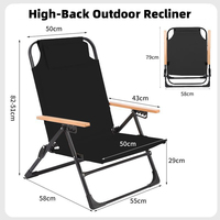 Chaise de camping pliable portable, dossier haut réglable, chaise de jardin, chaise de plage, cadre en acier robuste, design moderne, chaise longue d'extérieur 600D