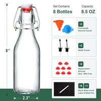 Bouteille en verre à bouchon basculant hermétique de 8,5 oz pour la fermentation de bière, kombucha, kéfir, extrait de vanille, coquito, jus, soda, thé