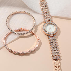 SYN-37 Elegante Set di Orologi da Donna con Bracciale Completamente Tempestato di Diamanti, 3 Pezzi - Product Image 3