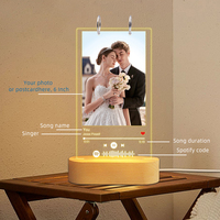 Lampe de nuit LED en acrylique personnalisée avec image créative, lumière musicale personnalisable, lampe de table en bois pour la décoration de la maison