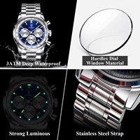 Reloj de Pulsera POEDAGAR 921 de Lujo para Hombre, de Acero Inoxidable, Cuarzo, Resistente al Agua, con Manecillas Luminosas, Cronógrafo y Fecha