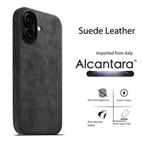 Coque de téléphone personnalisée pour iPhone 17 Pro en Alcantara italien authentique, entièrement recouverte, avec finition usinée CNC et aimant puissant