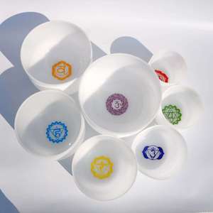 7 Chakra Crystal Singing Bowl Set Chakra Sign Symbol 7 Paternoster cristallo di quarzo smerigliato campane tibetane mazzuolo <span class=keywords><strong>e</strong></span> O-ring - Product Image 3
