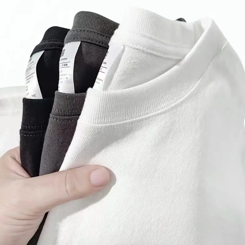 T-shirt di moda all'ingrosso personalizzata 100% cotone Casual da uomo stampa magliette bianche