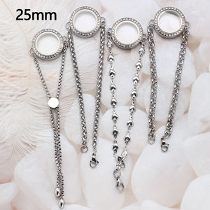 Bracciale da 25mm 316L in acciaio inox con medaglione di memoria vivente galleggiante rotondo per ciondolo regalo da donna - Product Image 1