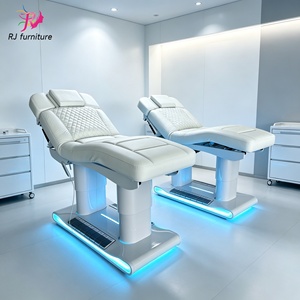 Cama de Belleza Eléctrica con Base Blanca y Luz Ambiental, Silla Facial Eléctrica de Lujo con 4 Motores, Cama de Masaje Ajustable - Product Image 1