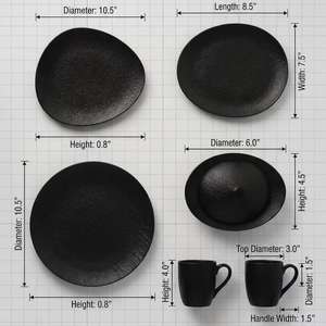 Black Matte <strong>Ceramic</strong> Dinner Plate Irregular Seafood Fruit Salad Pasta Puree Dessert Serving <strong>Tray</strong> Buffet Restaurant Dinnerware - Product Image 2