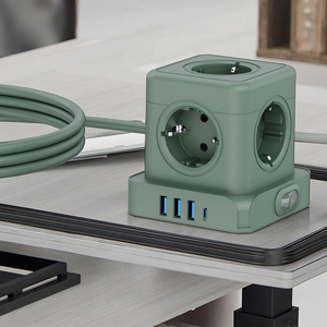 ปลั๊กพ่วงมาตรฐาน GS/KC EU 5 ช่อง ป้องกันไฟกระชาก พร้อมพอร์ต USB 3 ช่อง และพอร์ต Type C 1 ช่อง รองรับกระแสไฟ 16A ป้องกันไฟเกิน - Product Image 1