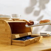 Addreen Bambou Boîte à Pain Grande Capacité Boîte de Rangement Écologique pour la Cuisine dans les Restaurants fond avec Plateau