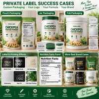 Poudre de protéines de pois chiches à marque privée, protéines végétales véganes, emballage personnalisé OEM (sachet, pot, boîte) pour les propriétaires de marques et les vendeurs e-commerce