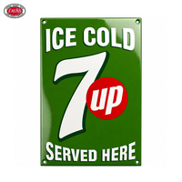 Panneau en émail rectangulaire vert « Ice Cold 7up Served Here » – Plaque moderne en porcelaine vieillie pour la décoration de cuisine, salle à manger et bar