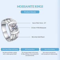 Hip Hop Style 1ct Moissanite Creux Diamant Étoile Mâle Anneau 925 Bijoux De Mariage En Argent Sterling pour Hommes