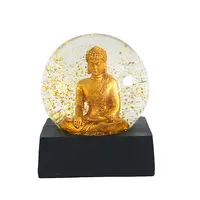 เรซิ่นทองพระพุทธรูปน้ำแก้ว Ball รูปปั้นศิลปะ Handcrafted ตกแต่งลูกโลกหิมะ (100มม.) โต๊ะประติมากรรมและงานแต่งงาน Decor