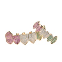 Grillz dentaires colorés en forme de crocs de vampire, 6 dents, pour Hip Hop, Rock, Halloween, décoration de dents factices