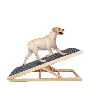 Escalera plegable de madera ajustable para perros y mascotas, escalones para cama, rampa de escalada - Product Image 1