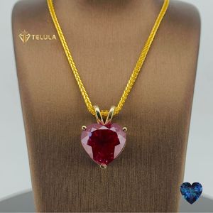 Collar de Oro Sólido de 18K y 14K con Corazón para Mujer, Gema de Alejandrita con Corte Corazón de 15 Quilates, Estilo Clásico para Boda - Product Image 4