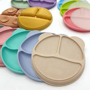 Vaisselle pour tout-petits personnalisée avec étiquette privée, sans BPA, écologique, en silicone de qualité alimentaire, assiette pour bébé en silicone, ventouse panda, réutilisable - Product Image 2