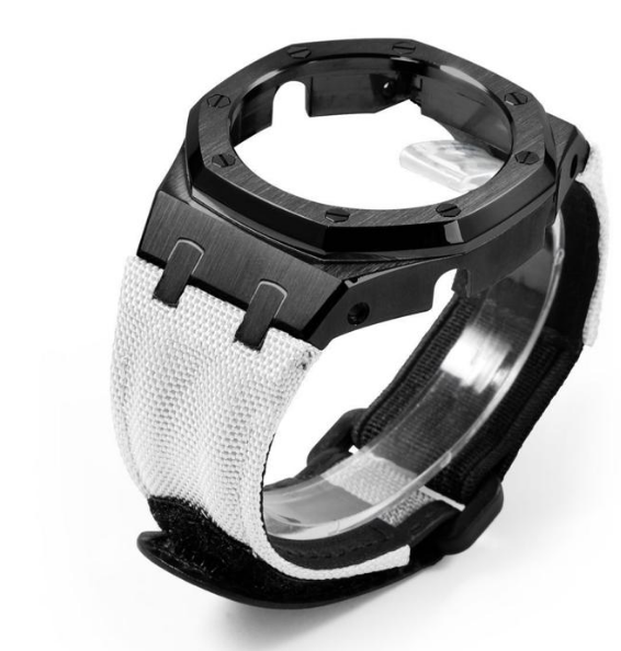 Black Steel case+White Nylon band