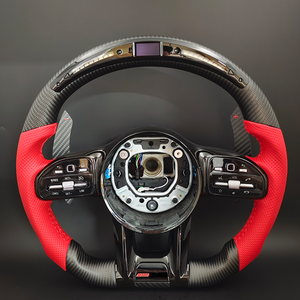 <span class=keywords><strong>Volante</strong></span> LED de fibra de <span class=keywords><strong>carbono</strong></span> mate de cuero rojo para <span class=keywords><strong>Mercedes</strong></span> BENZ C E Class W204 W205 W206 W222 W211 W212 W213 E53 E63 <span class=keywords><strong>AMG</strong></span> - Product Image 1
