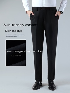 2023 vente en gros hommes mode robe <span class=keywords><strong>costume</strong></span> décontracté droit vers le bas <span class=keywords><strong>bleu</strong></span> <span class=keywords><strong>marine</strong></span> noir recadrée haute qualité pantalons d'affaires - Product Image 2