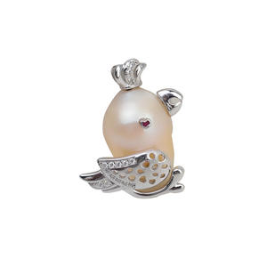 Colgante de Plata 925 Hecho a Mano con Perla Barroca y Base Vacía Exótica en Forma de Pájaro Pequeño para Mujer, Accesorio DIY - Product Image 5