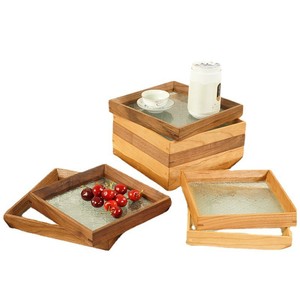 Black Walnut Wood Glass <b>Tea</b> <b>Tray</b> Square Design For Coffee <b>Tea</b> Serving - Product Image 5